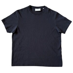 Frame Jeans Logo Tee Black/Noir Short Sleeve Crewneck Cotton Embroidered Large